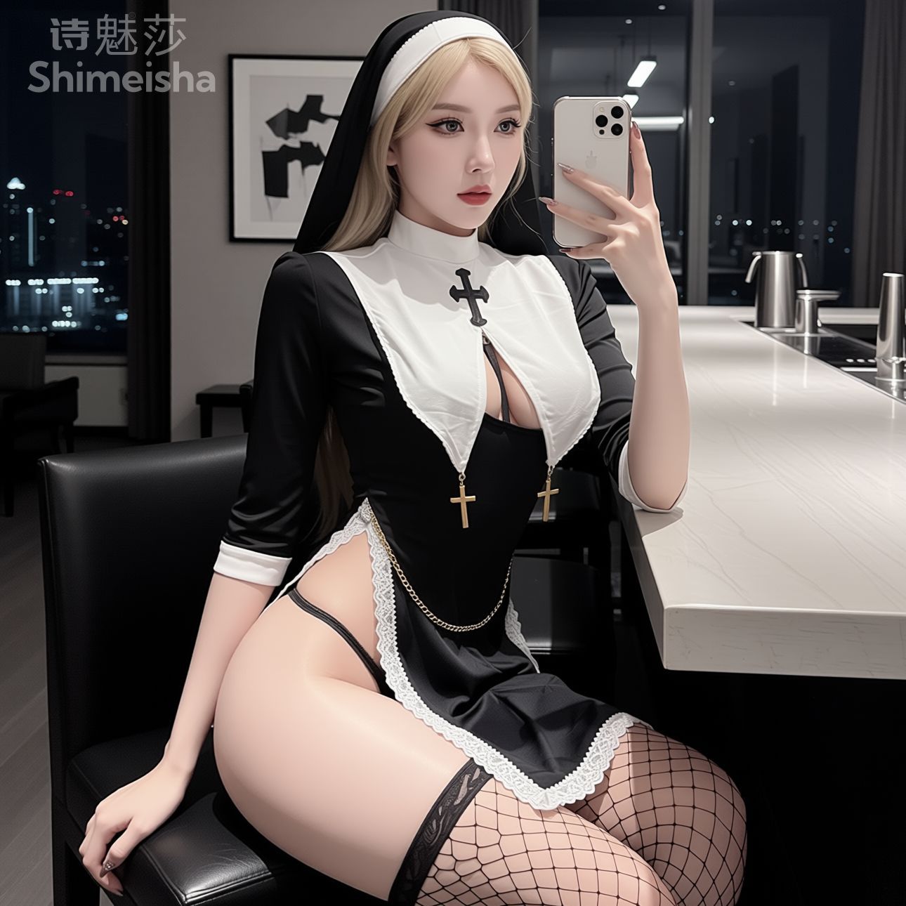 새로운 디자인 여성 섹시 홀터넥 롤플레잉 수녀복 성인  - Garter Belt Set 리뷰 및 가격