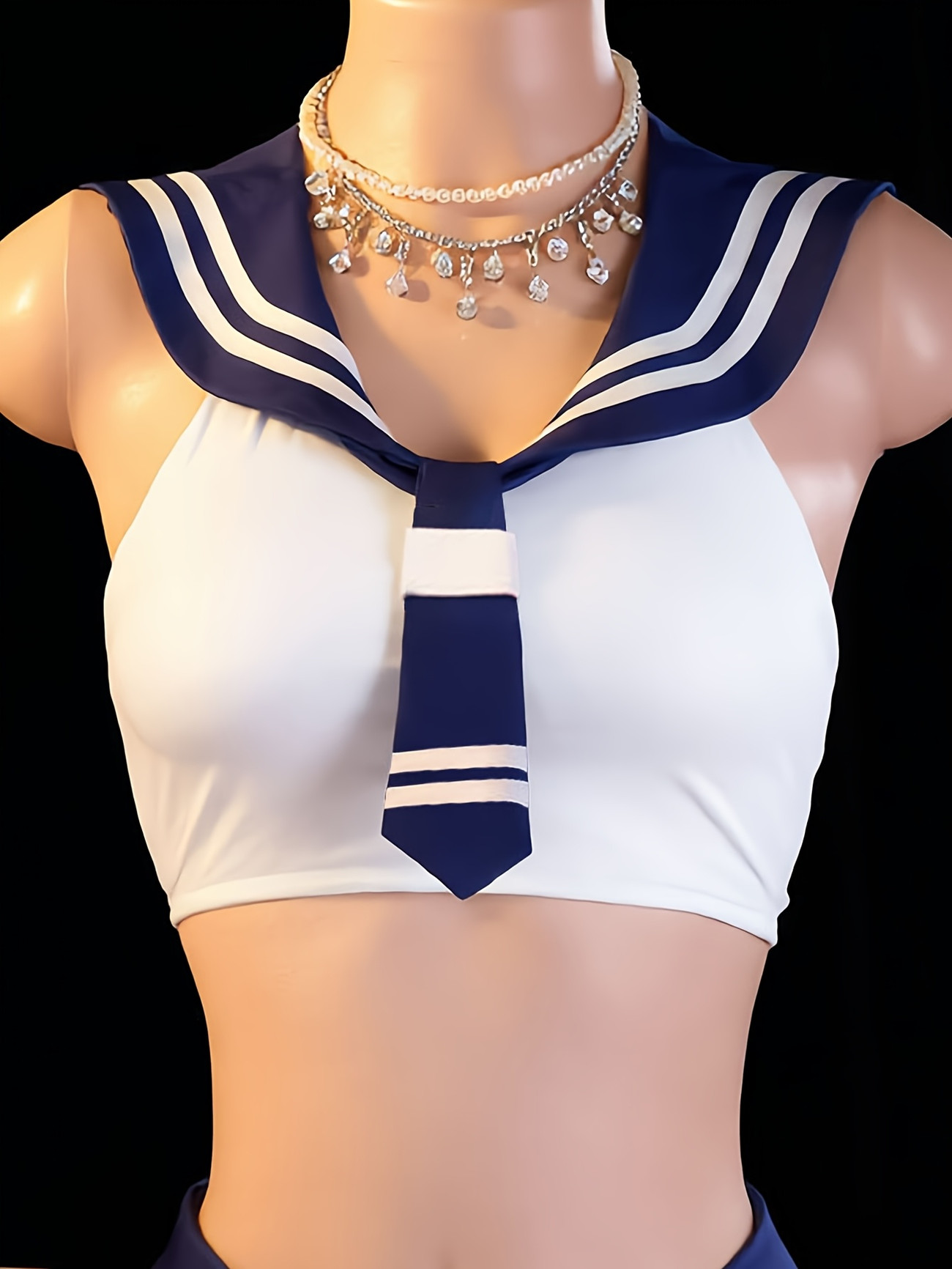 여성용 2피스 세일러 롤플레잉 코스튬 세트 - 민소매  - Garter Belt Set 리뷰 및 가격